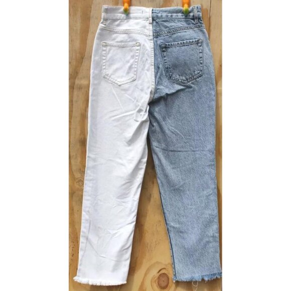 PacSun Women's Straight Jean 2 25 Blue White Leg High Rise Denim Wash - Picture 3 of 10